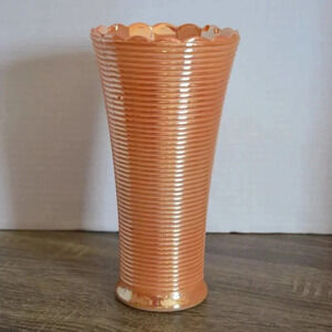 Vtg  Peach Luster Vase